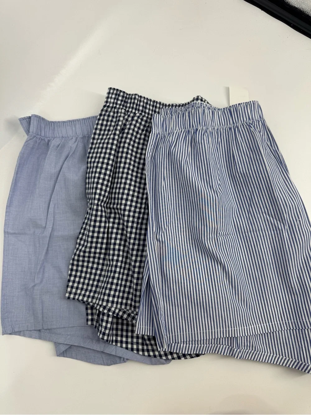 NWT J. Crew Woven Boxers Three-Pack Mixed Blue Cotton Soft Mens Size XL